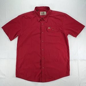 Mossy Oak Shirt Mens Medium Red Ripstop Short Sleeve Button Up Outdoor Wear